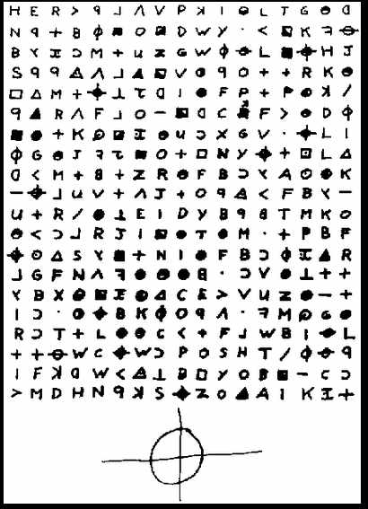 Die codierte Botschaft vom Zodiac-Killer per Brief am 8. November 1969.