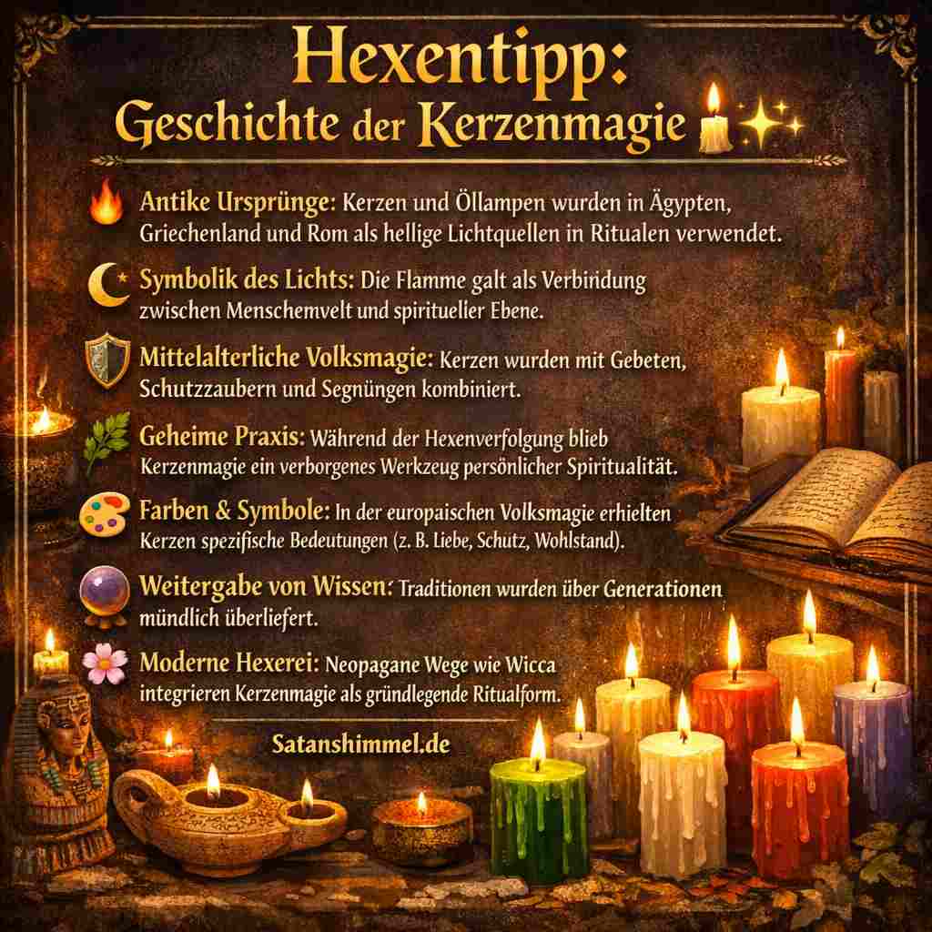 Die Geschichte der Kerzenmagie reicht bis in die Antike zurück, als Lichtquellen in vielen Kulturen als heilig galten und die Flamme symbolisch als Verbindung zwischen der materiellen Welt und dem Spirituellen genutzt wurde