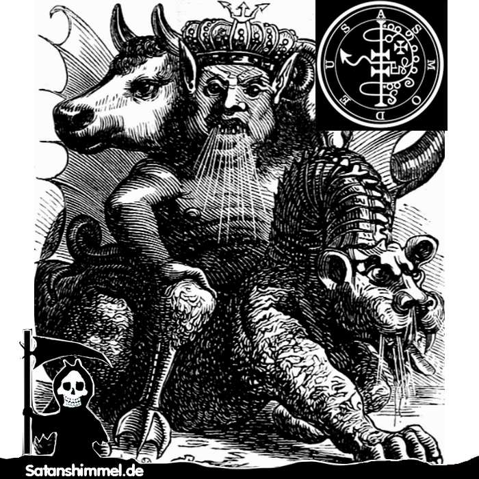 Der Dämon Asmodeus und sein Siegel für die Beschwörung.
