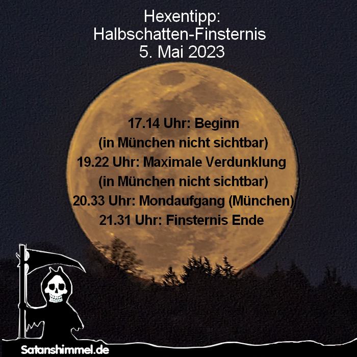Zeitplan der Halbschatten-Mondfinsternis