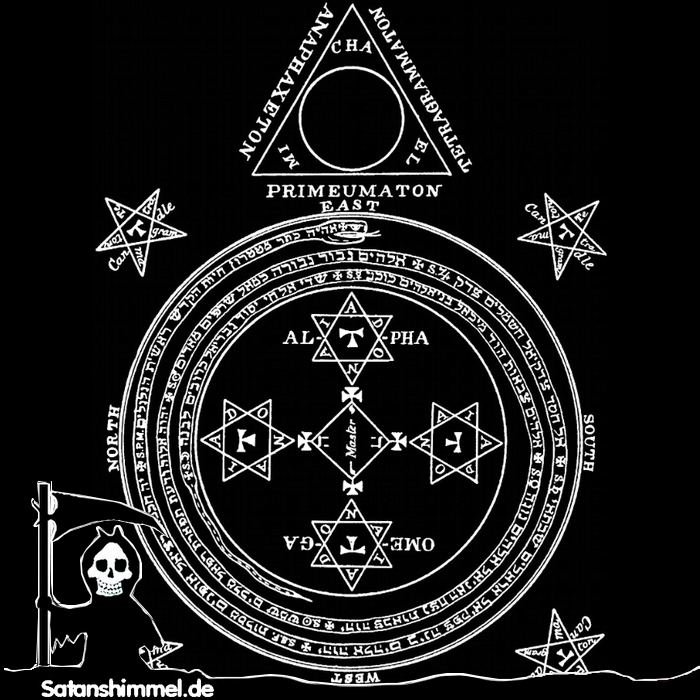 Magischer Kreis nach Aleister Crowley für die Beschwörung der Geister aus der Goetia. 