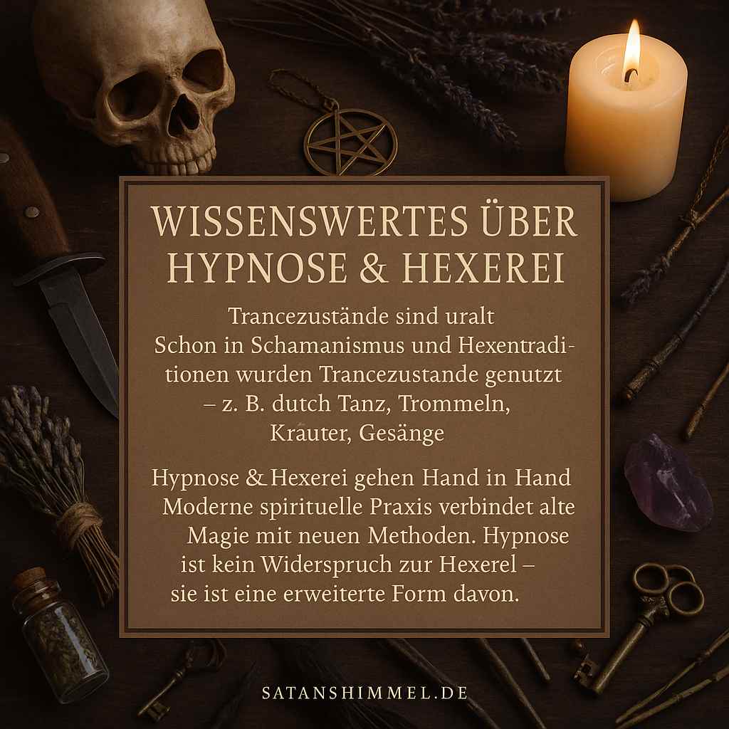 Hypnose und Hexerei sind seit jeher eng verbunden, da beide auf der gezielten Beeinflussung von Bewusstsein und Realität beruhen.