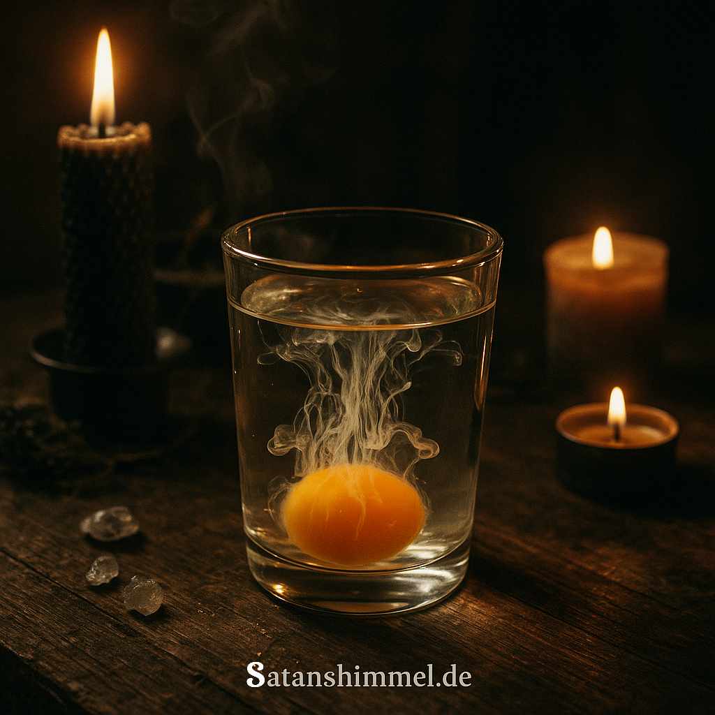 Das Orakel mit dem Ei im Glas offenbart durch die geheimnisvollen Formen von Eigelb und Eiweiß verborgene Botschaften und Deutungen.