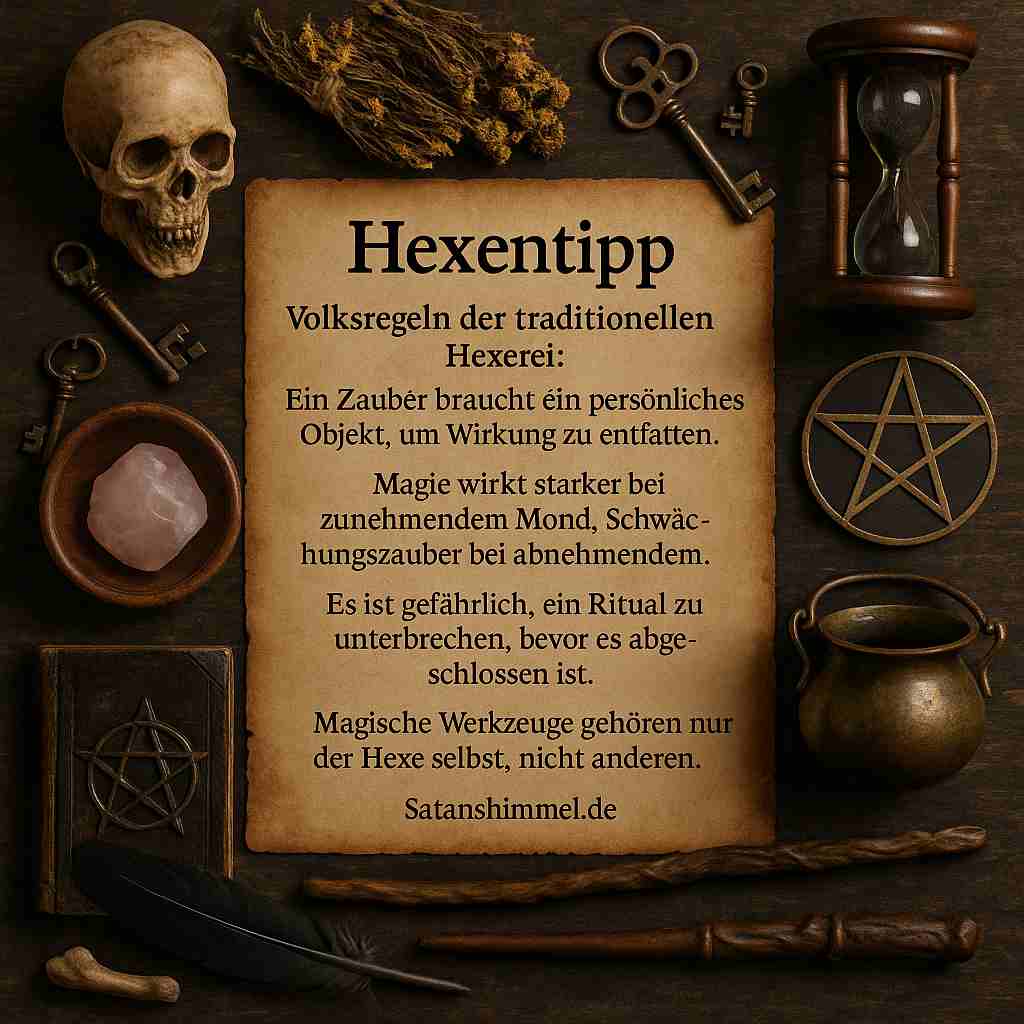 Volksregeln der traditionellen Hexerei beschreiben überlieferte magische Grundsätze, die das Wirken von Zaubern und Ritualen in einer naturverbundenen, symbolischen Praxis ordnen.