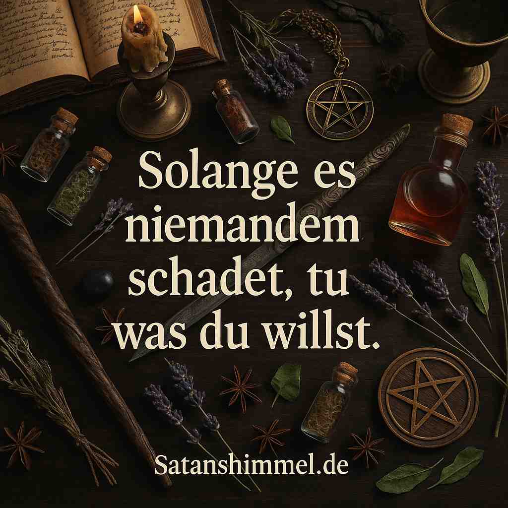 Das Wicca-Gesetz fordert, im Einklang mit sich und der Welt zu handeln, indem man Freiheit ausübt, solange man keinem Wesen Schaden zufügt.