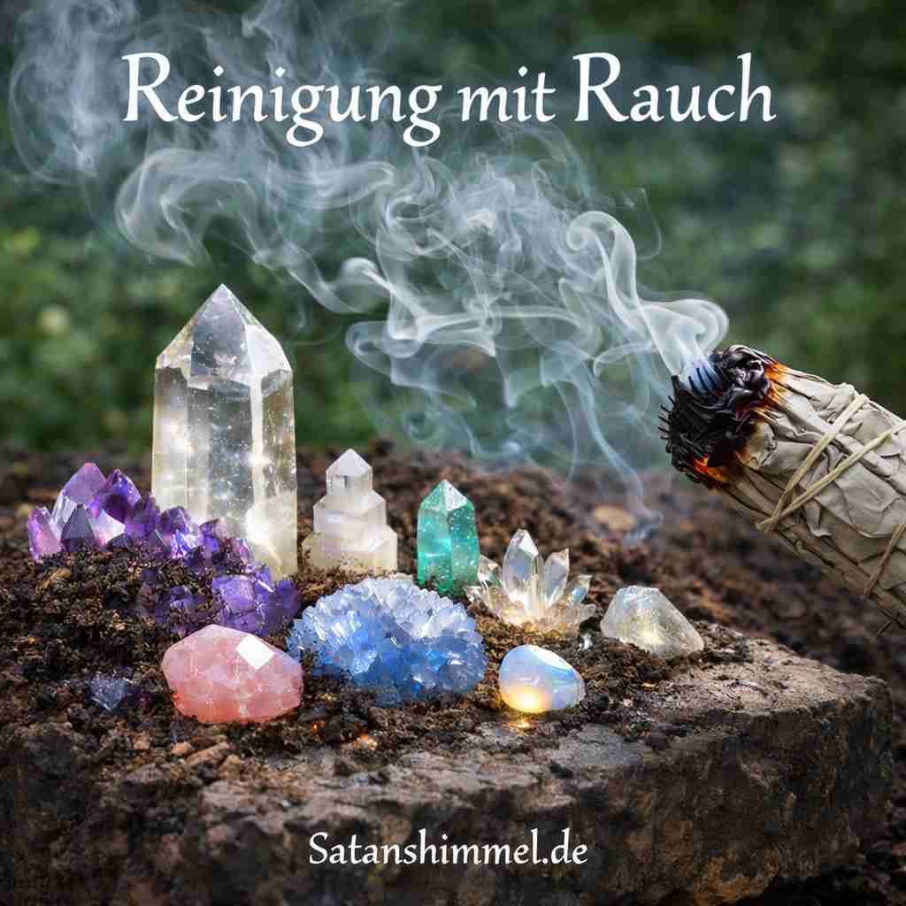 Die Reinigung durch Rauch wird in der Hexenmagie genutzt, um Kristalle symbolisch von fremden oder stagnierenden Energien zu befreien und sie energetisch zu klären.