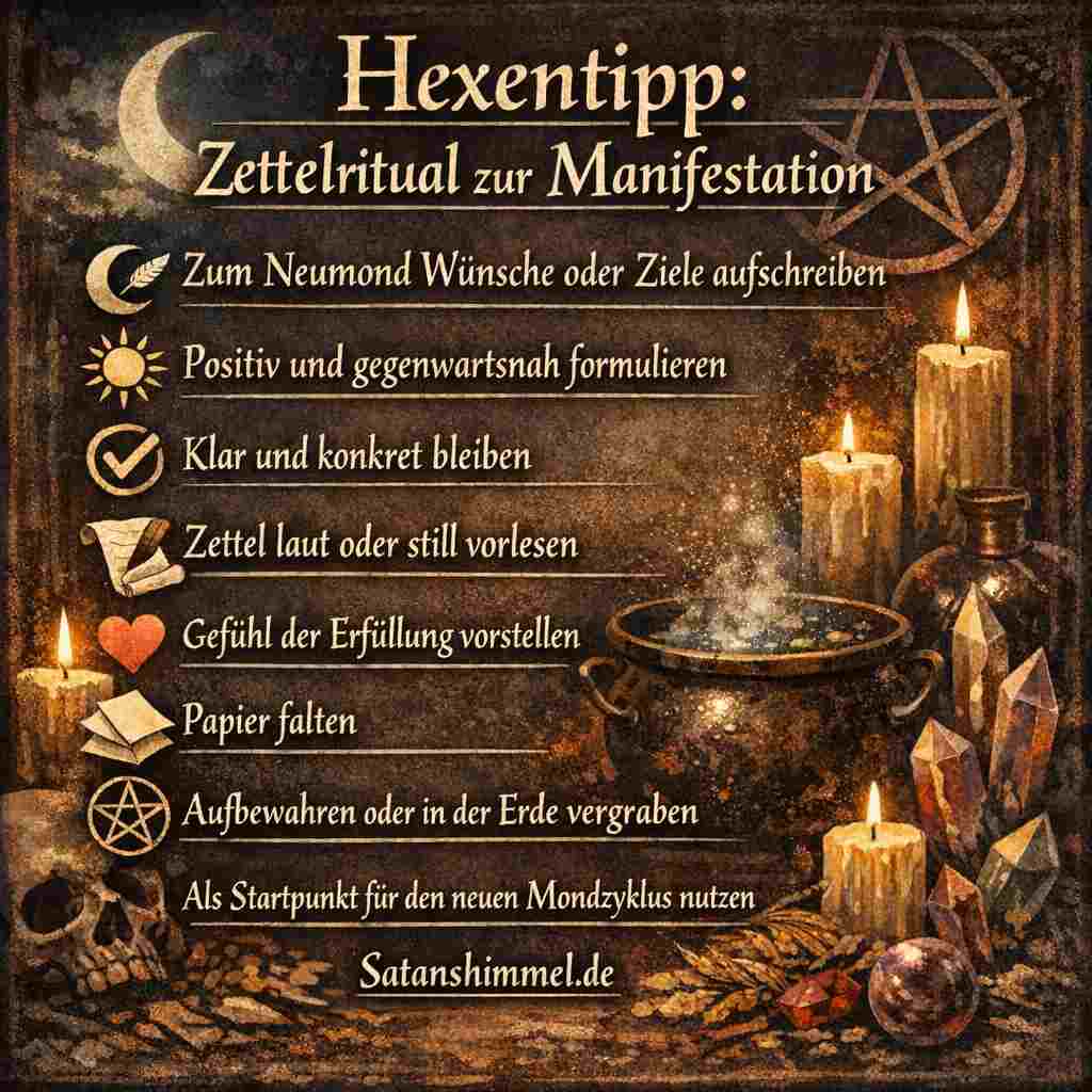 Dieses Zettelritual hilft dir, deine Wünsche zum Neumond klar zu formulieren, emotional aufzuladen und bewusst als Startpunkt für einen neuen Lebenszyklus zu setzen.