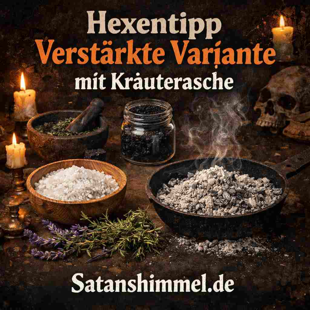 Die verstärkte Variante mit Kräuterasche kombiniert Salz mit der Asche schützender Pflanzen wie Salbei oder Rosmarin und wird genutzt, um Reinigungs- und Schutzwirkungen in Ritualen gezielt zu intensivieren.