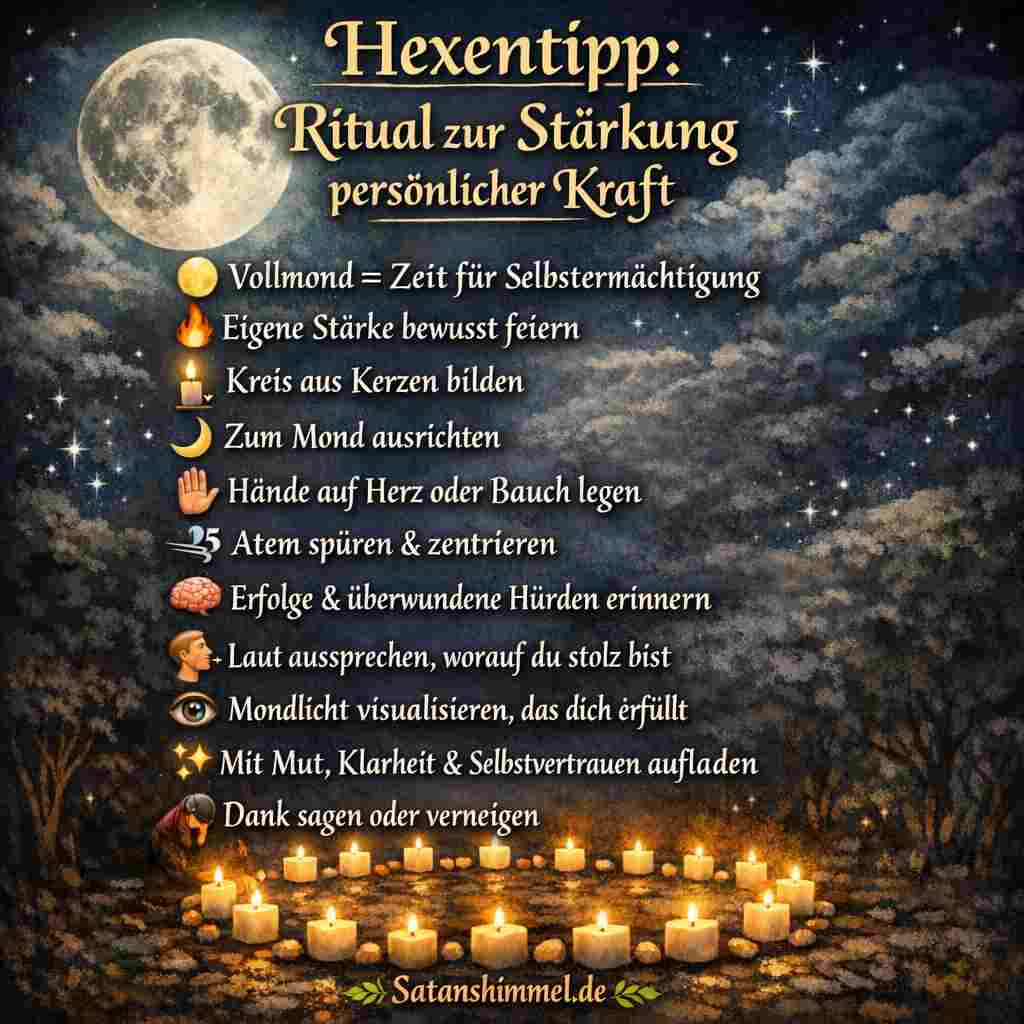 Dieses Vollmond-Ritual hilft dir, dich bewusst mit deiner inneren Stärke zu verbinden, Selbstvertrauen aufzubauen und neue Energie für deinen Alltag zu sammeln.