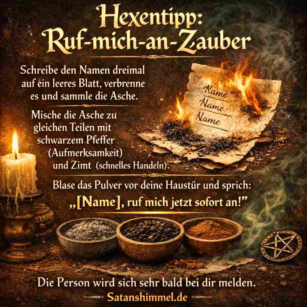 Der Zauber sorgt dafür, dass die gewünschte Person schon sehr bald den Drang verspürt, dich anzurufen und sich bei dir zu melden.