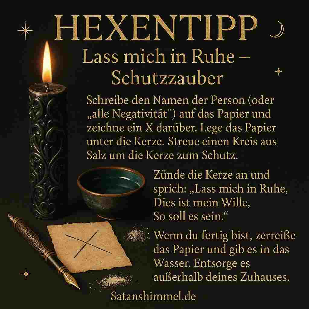 Mit diesem Ritual setzt du eine klare Grenze gegen störende Personen oder negative Energien und stärkst deinen persönlichen Schutz.