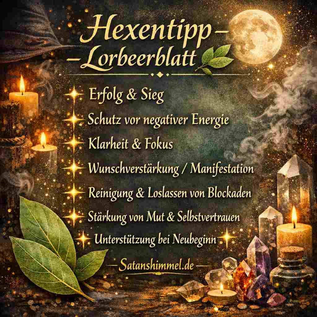 Hexentipp: Das Lorbeerblatt steht für Erfolg, Schutz, Klarheit und die kraftvolle Manifestation neuer Wege.