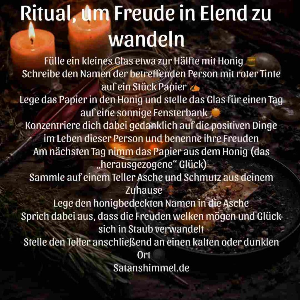 Ein Schadenszauber ist in der Hexerei ein Ritual, das darauf abzielt, einer Person Unglück, Verlust oder negative Energie zuzufügen.