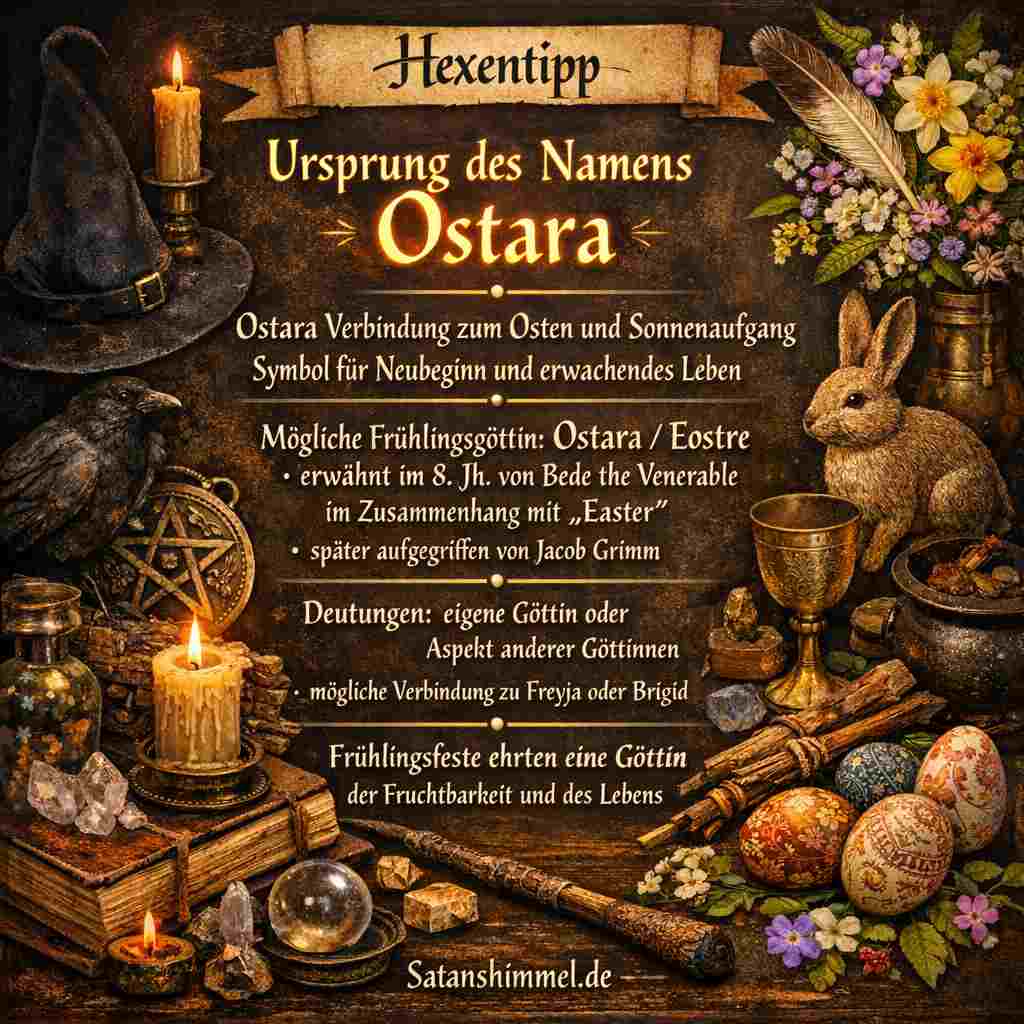 Der Name Ostara wird meist mit dem Osten und dem Sonnenaufgang verbunden und steht symbolisch für Frühling, Neubeginn und erwachendes Leben.