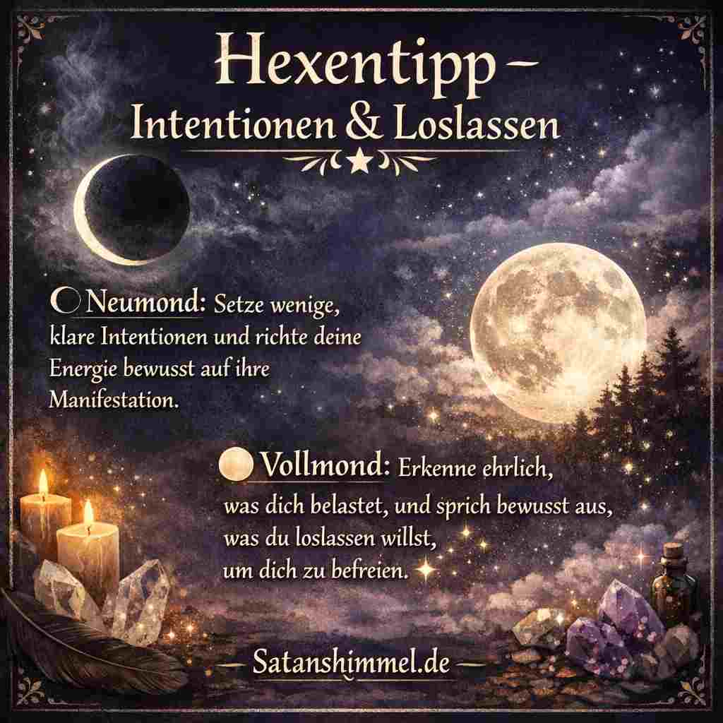 Nutze den Neumond, um klare Intentionen zu setzen, und den Vollmond, um bewusst loszulassen, was dich belastet.