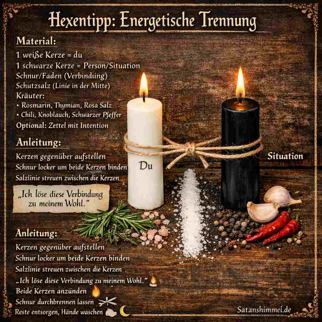Der energetische Trennungszauber unterstützt dich dabei, dich bewusst von belastenden Bindungen zu lösen und wieder in deine eigene Klarheit und Stärke zu finden.