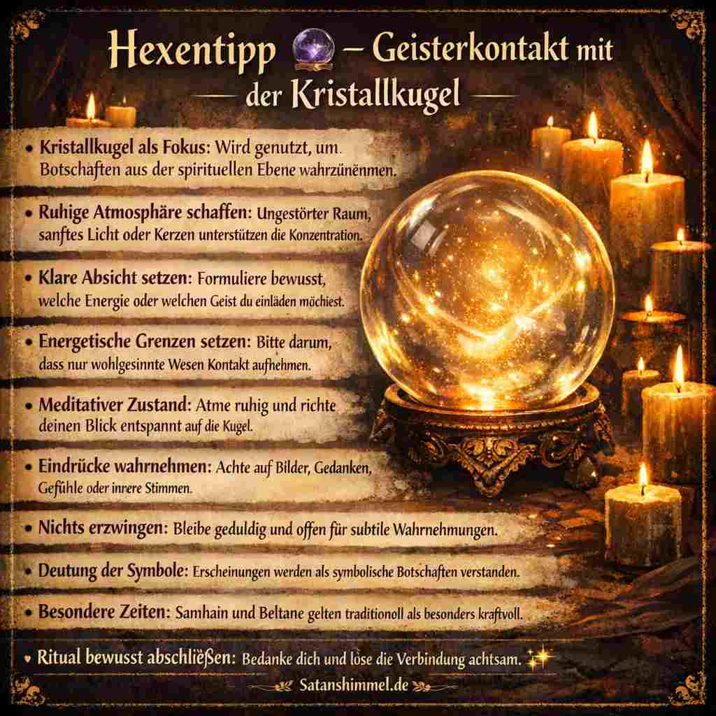Man kann eine Kristallkugel nutzen, um in ruhiger Atmosphäre Kontakt zur spirituellen Ebene aufzunehmen.