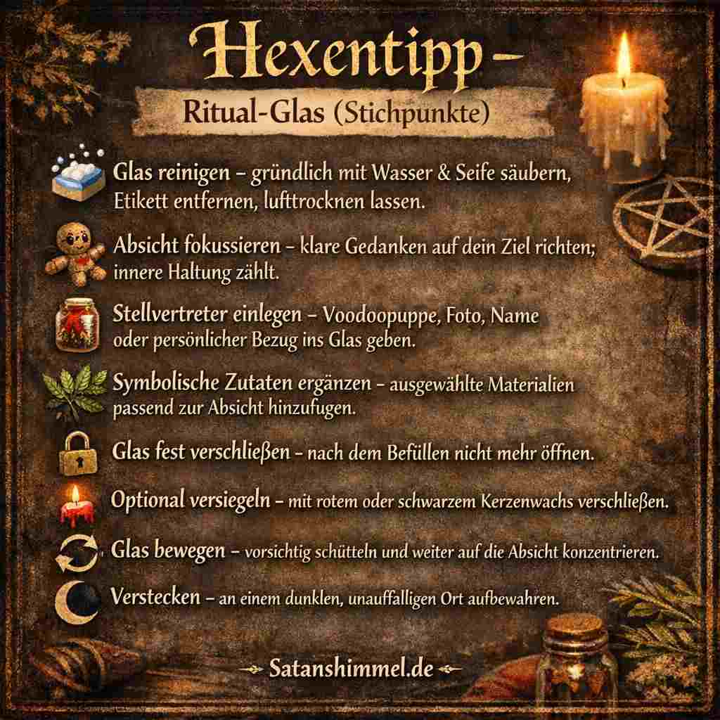 Ein Ritual-Glas dient dazu, deine fokussierte Absicht symbolisch zu bündeln, zu versiegeln und über längere Zeit energetisch wirken zu lassen.