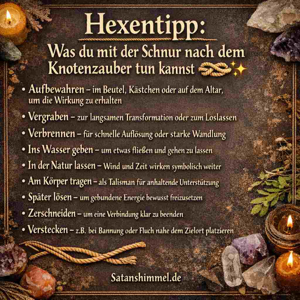 Nach dem Knotenzauber kannst du die Schnur je nach Intention aufbewahren.