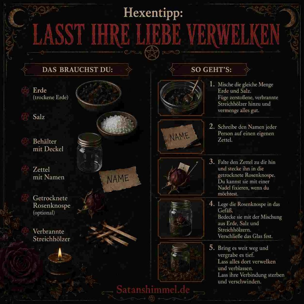 Das Liebestrennungsritual ist ein magisches Ritual, das darauf abzielt, eine bestehende Beziehung gezielt zu beenden und auseinanderzuführen.