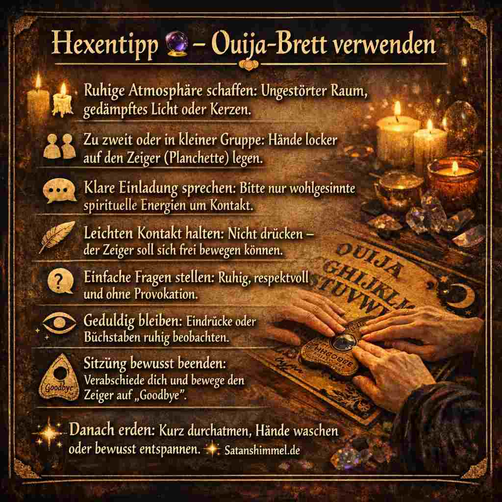 Ein Ouija-Brett wird verwendet, um Geister zu beschwören und mit der spirituellen Welt zu kommunizieren.