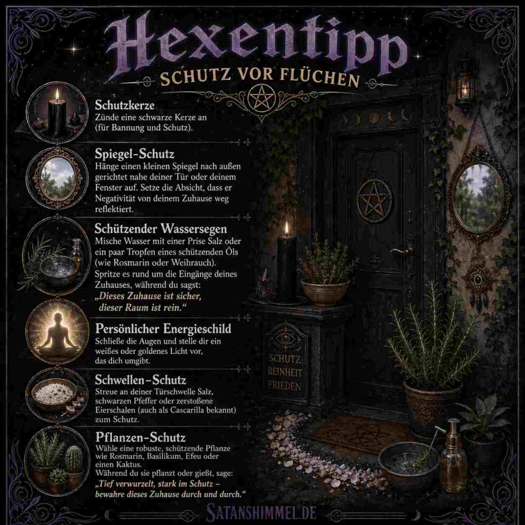 Schütze Dich vor Flüchen, indem Du Deine Energie regelmäßig reinigst, klare Schutzrituale nutzt und Deine innere Kraft bewusst stärkst.