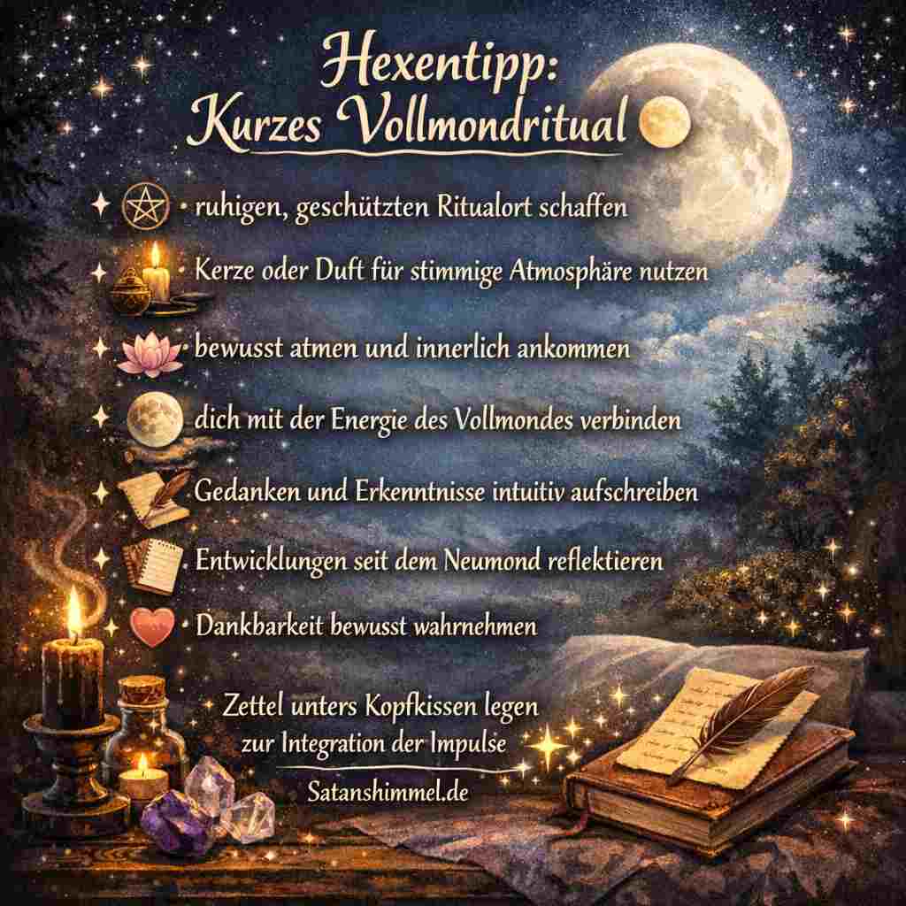 Ein kurzes Vollmondritual hilft dir, innezuhalten, deine Entwicklungen bewusst zu reflektieren und dich achtsam mit deiner inneren Intuition zu verbinden.