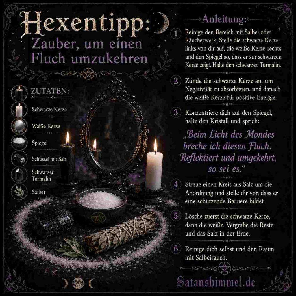 Ein Umkehrzauber ist ein kraftvolles Ritual der Hexerei, das einen Fluch bricht, indem es die negative Energie bündelt und direkt zu seinem Ursprung zurückschickt.