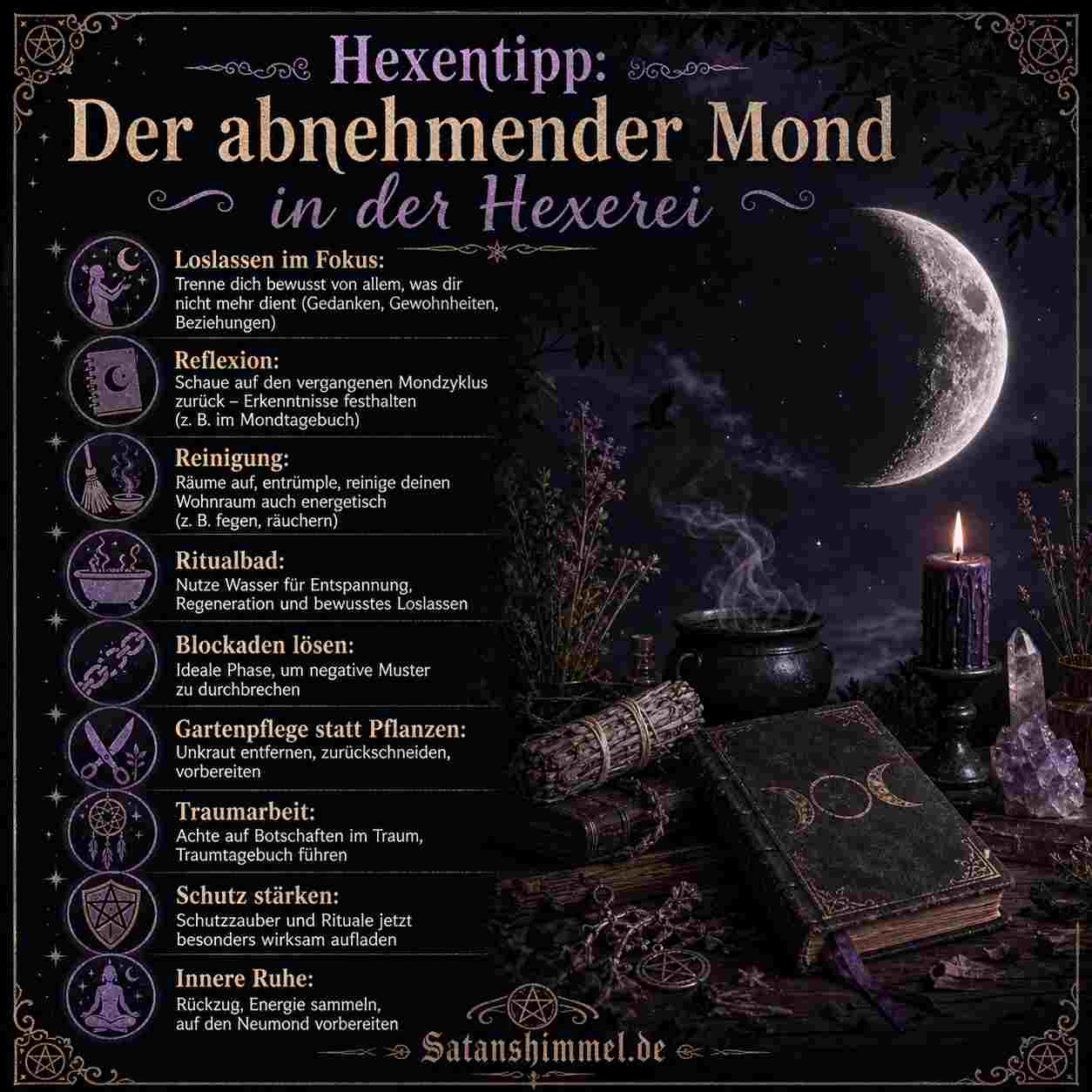 Du betrachtest gerade Der abnehmende Mond in der Hexerei