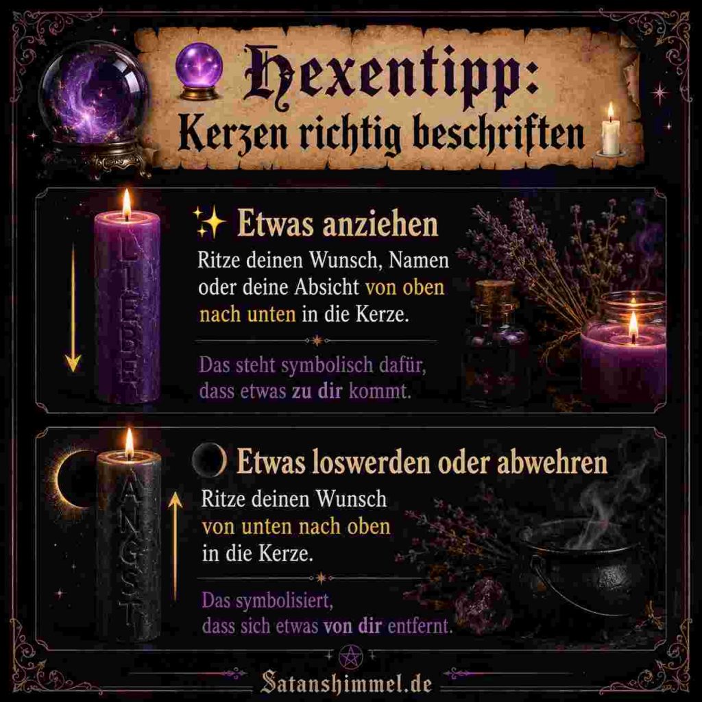 Kerzen beschriften und einritzen Richtung