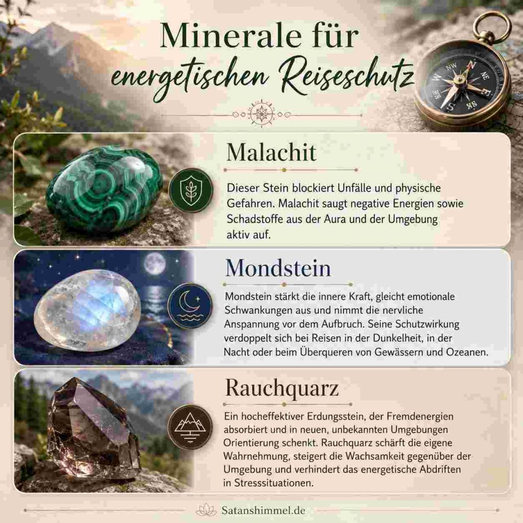 Liste Kristalle für Schutz auf Reisen