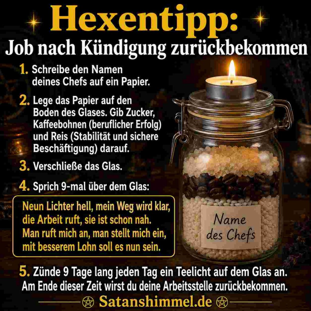 Ritualanleitung, um den Job nach Kündigung zurückzubekommen