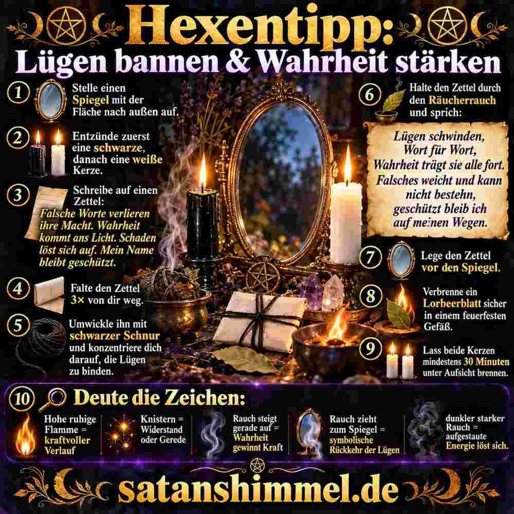 Ritualanleitung Zauber gegen Lügen, um die Wahrheit ans Licht zu bringen