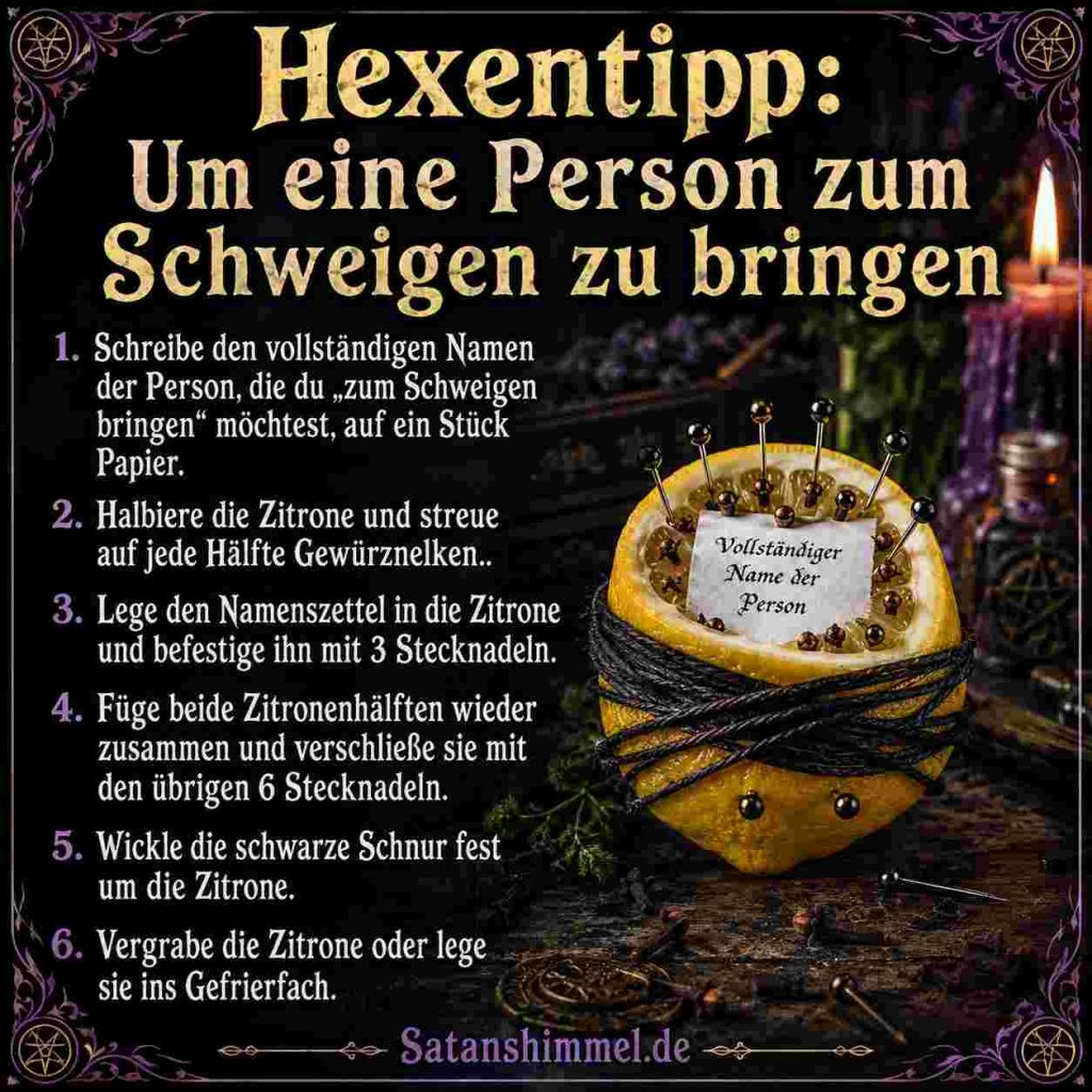 Ritual, um einen Person zum Schweigen zu bringen