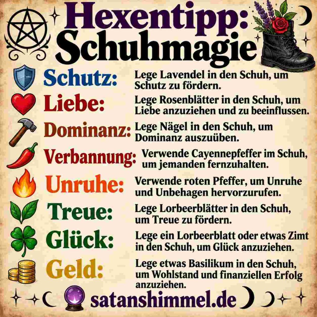 Schuh ein der Hexerei Verwendung